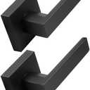 Probrico Matte Black Half Dummy Levers, Square Non-Turning Door Knobs for Left or Right Handed Doors, Interior Keyless Door Handle for Closet or Pantry (2 Pack, Single Side)
