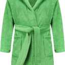 E.W Apparel Kids Boys Girls Hooded Towelling Bathrobe Dressing Gown Soft Terry Cloth Robe (Green), Size 9-10 Years