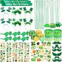 210Pcs St. Patrick's Day Accessories Decorations Bulk Party Favors Set Necklaces Bracelets Shamrock Glasses Headbands Photo Props Mustaches Coins Tattoo Stickers Irish Sash