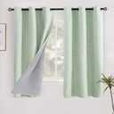 YoungsTex Sage Green Blackout Linen Kitchen Curtains, Short Thermal Insulated Black Out Drapes with Grommet for Bathroom Small Window, 2 Panels, 42 X 40 Inch