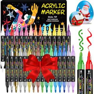 2 x WINSONS 30 Colors Dual Tip Acrylic Paint Markers Pens- Premium Acrylic Paint Markers, Brush & Round Tips, Quick-Drying - for Rock, Canvas, Ceramic, Wood (30 Colors)