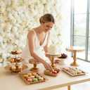12 Set of Gold Cake Stand, Metal Gold Cupcake Stand and Bases para Postres de Mesa, Elegant Gold Dessert Stands for Party and Wedding, Easy to Clean Desert Table Display Set