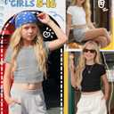 3 Pack Girls' Crop Tops Short Sleeve Teen Ribbed Crew Neck T Shirts Kids Fitted Side Ruched Summer Casual Tees 11-12y