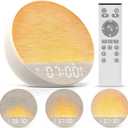 Tap-to-Snooze Sunrise Alarm Clock with Sound Machine, 36 Sounds White Noise Machine for Sleeping Adults, Gradual Sunrise Clock with Bluetooth Speaker & Remote Control, 15-Color Night LightPutty