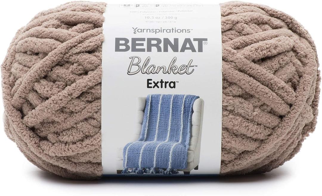 Bernat Blanket Extra Mushroom Yarn - 2 Pack of 10.5oz/300g - Polyester - 7 Jumbo - 97 Yards - Knitting/Crochet
