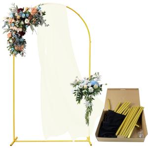 Metal Wedding Arch Backdrop Stand 6.6FT,Balloon Frame Arched Metal Backdrop Stand for Parties Birthday Wedding Graduation Holiday Baby Shower Ceremony Supplies Dcor,Gold (Medium)