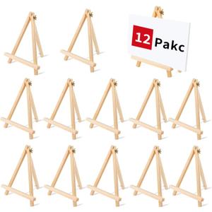 12PCS 9 Inches Tabletop Easels,Wood Easels, Easel Stand for Painting Canvases, Art, and Crafts, Tripod, Painting Party Easel, Tabletop Easels for Painting, Portable Canvas Photo Picture Sign Holder
