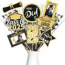 Weekgrat 30 Pcs Graduation Decorations Class of 2025 Graduation Centerpiece for Tables Photo Table Toppers Graduation Party Picture Centerpiece Sticks Congrats Grad Table Centerpiece (Black,Gold)