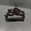 Octopus Toilet Paper Roll Holder – Cast Iron Decorative Wall Mount – Distressed Nautical Finish with Mounting Hardware (Marine Dark Brown)