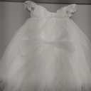 Uhnice Flower Girl Dress Satin Ball Gown for Wedding Party with Bowknot (5-6 Years, White)