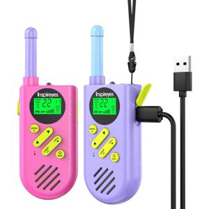 Inspireyes Walkie Talkies for Kids, Rechargeable Long Range 2 Pack, Kids Toys for Boys Girls Ages 3-12, 2 Way Radio Toy, Outdoor Adventure Toys, Camping Hiking Gear, Birthday Gifts for Kids