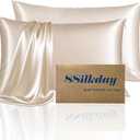 Mulberry Silk Pillow Cases 2 Pack Standard Size with Zipper, Ultra Smooth Soft Breathable Cooling Pillow Cases for Hot Sleepers, Silk Satin Pillowcase for Hair and Skin Set of 2, Gifts for Women