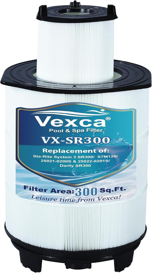 Vexca® Swimming Pool Filter Cartridge Compatible with Sta-Rite System 3 S7M120, 25021-0200S 25022-0201S Darlly SR300