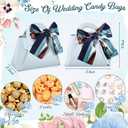 Abbylike 18 Pcs PU Leather Purse Gift Bags with Handles Ribbon Wedding Purse Party Favor Candy Boxes Treat Goodie Bag for Birthday Bridal Baby Showers Party (Blue)