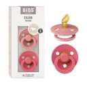 BIBS Pacifiers 0-6 Months | Colour Collection 2-Pack | BPA-Free Anatomical Natural Rubber Nipple | Made in Denmark | Dusty Pink/Coral Color Pacifier