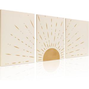puthiac Boho Minimalist Wall Art - Framed Canvas Prints - Perfect for Modern and Neutral Home Decor, Bohemian Style - Ideal for Living Room, Bedroom, Bathroom and Office (Boho Sun Rising)