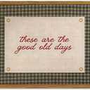 Framed These Are The Good Old Days Wall Art, Vintage Family Inspirational Quote Pictures Wall Decor, Retro Green Gingham Paintings Prints Motivational Home Decor for Living Room Bedroom 16x24 inch