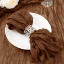 DeZerlor 12 Pack Brown Cheesecloth Napkins Tan Spring Cloth Napkins Set of 12 Marron Dinner Napkins Bulk 21x21 Inches for Wedding Bridal Shower Baby Shower Parties