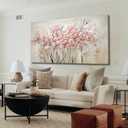YJYart White Floral Oil Painting Canvas Art Wall Decor Modern Botanical Picture Graffiti Wall Art for Bedroom Living Room Kitchen Office 24" x 48"