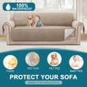 Turquoize 100% Waterproof Couch Covers for 3 Cushion Sofa Pet Friendly Cover for Dogs Washable Couch Protector Triple Non-Slip Furniture Cover for Pets, Kids (Sofa 70", Khaki)