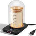 Sourdough Starter Warmer with Glass Dome, Precise 1F Thermostat Control (70-100F), Sourdough Warmer and Dome for Home Baking,24H Timer Auto Warming On/Off Sourdough Warming MatBlack