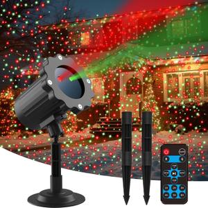Christmas Projector Lights Outdoor, Waterproof Christmas Decorations Led Lights Projector with Remote Control Timer Indoor Firefly Light for Xmas Yard Garden Holiday Party Home Decor Landscape Patio