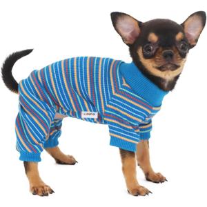 LOPHIPETS Dog Pajama Onesie for Small Teacup Chihuahua Yorkie Puppy Cat Clothes Apparel-Blue/XS