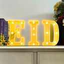 3Pcs LED EID Light Up Letters, Battery-Powered Letters Sign Lights, Warm White Decorative Night Lights for Party Home Wall Table Decor Muslim Lights Holiday Supplies