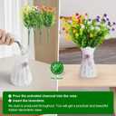 4PCS Faux Flowers (Red/Yellow/White/Purple) No Fade Artificial Shrubs Fake Plants Greenery, Plastic Woven Rattan Vase and Odor Absorber Beads Set for Home Decor Air Purifying