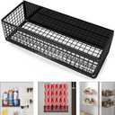 Magnetic Basket Fridge Large Magnetic Pen Holder Whiteboard Metal Wire Basket Storage Item Organizer (Large Black)