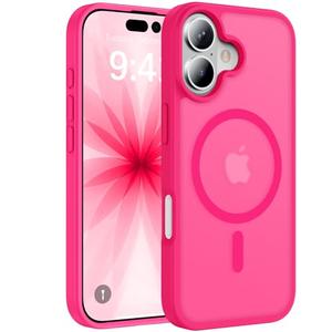Magnetic for iPhone 17 Case [Compatible with MagSafe][Translucent Matte Slim] Military-Grade Shockproof Protective for iPhone 17 Phone Case, Hotpink