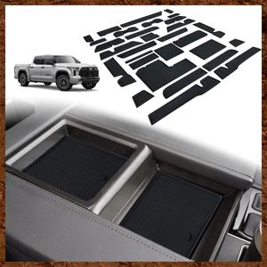 Muslogy fits Tundra Accessories 2022 2023 2024 Premium Custom Interior Non-Slip Anti Dust Cup Holder Inserts 30 Pcs Set Center Console Liner Door Pocket Liners Compatible with Tundra 2022-2025 (Black)