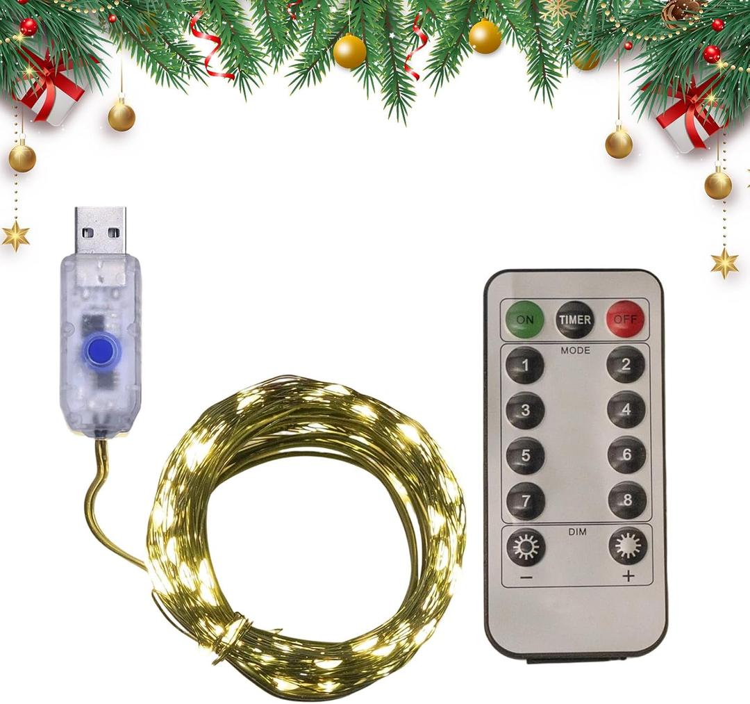 Christmas Twinkle Lights, 8 Lighting Modes, 10m/32.8ft, 20m/65.6ft, 30m/98.4ft, Waterproof LED Garlands, Holiday String Lights, Indoor & Outdoor Decoration, for Festive Table Fireplace Wedding Use
