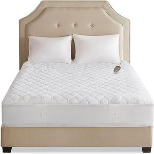 Beautyrest 3M Scotchgard Heated Mattress Pad - Electric Bed Warmer with 5 Heat Settings, 10 Hr Auto Shut Off Timer, All Around Elastic Deep Pocket, UL Certified, Machine Washable, White Full