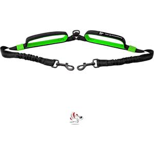 Pet Dreamland Exquisite Double Dog Coupler No Tangle Swivel for Two Medium Dogs. Premium Quality Attachment for Easy Dog Walking. You Will Absolutely Love This Amazing Gear (Black & Green)