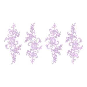 uxcell 4 Pcs Flower Lace Appliques 3D Embroidery Lace Patch Sewing Addition Embellishments for Wedding Bridal Dress Clothes DIY Crafts Accessories Decoration, Light Purple (23cm)