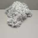 25 Feet Christmas Tree Tinsel Garland Metallic Twist Garland Sparkly Foil Streamer for Mardi Gras Parade Floats Christmas New Year Wedding Birthday, 4" x 25' (Silver & White)