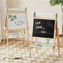 Tiny Land Easel for Kids, Double-Sided Magnetic Easel with Drawing Accessories, Adjustable Wooden Kids Art Easel with Paper Roll, Learning-Toy for 3,4,5,6,7,8 Years Old Boy & Girls Green