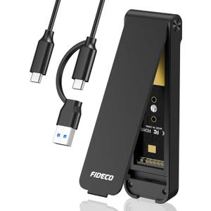 FIDECO M.2 NVMe SSD Enclosure, USB 3.2 Gen 2 to M.2 NVMe Enclosure, PCIe NVMe Adapter for M & M+B Key, Sandwich Style Design, Tool-Free Installation, Support UASP and Trim, Black