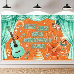 The Life of A Birthday Girl Party Decorations in My Showgirl Era Backdrop Showgirl Birthday Party Decorations Orange and Green Showgirl Themed Party Photo Booth Supplies for Women and Girls