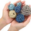 Patelai 72 Pcs Wicker Rattan Balls Decorative Balls for Vase Centerpiece Bowls Orbs Filler for Spring Summer Craft Home Decor, 4 Sizes(Blue, Sky Blue, Gray, Beige, White)
