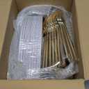 I00000 150PCS White and Gold Plastic Plates with Disposable Silverware for 30 Guests,White Plastic Plates Set Include 30 Dinner Plate,30 Dessert Plate,90 Gold Cutlery for Wedding & Party