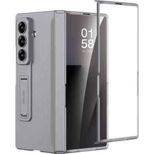 Miimall for Galaxy Z Fold 7 with Case Screen Protector,[Camera Protection]Built-in Adjustable Kickstand,Magnetic Hinge,Upgraded Camera Protection All-Inclusive Phone Cases for Galaxy Z Fold 7 5G Grey