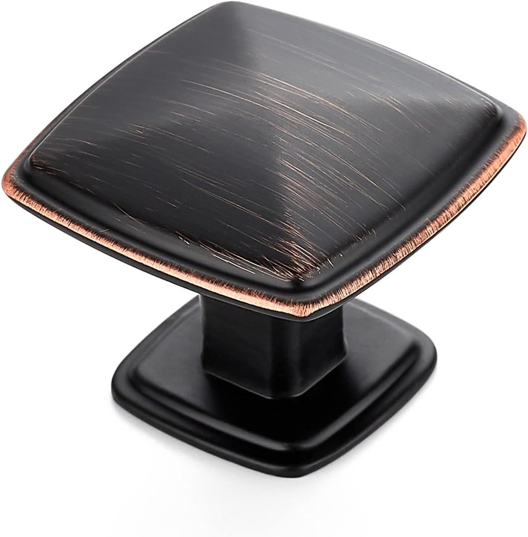 Ravinte 15 Pack Oil-Rubbed Bronze Kitchen Cabinet Square Knob Single Hole Cabinet Hardware for Dresser Drawer Cabinet Pulls Drawer Knobs Cabinet Knobs