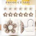 Frienda 12 Pcs Boho Flower Curtain Shower Hooks for Bathroom Cream Khaki Sunflower Curtain Hooks Farmhouse Curtains Hangers Accessories Simple Elegant Home Decorative Neutral Bathroom Decor