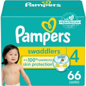 Pampers Baby Diapers - Swaddlers - Size 4, 66 Count, Ultra Absorbent Disposable Infant Diaper, Packaging May Vary