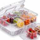 Chilled Snackle Box Container with Ice Tray - 8 Compartment Serving Tray with Lid & Handle, Leak-Proof & Odor-Free Snack Box, Portable Cold Food Platter for Picnic, Party, Travel, Road Trip, 1 pcs 8 compartments with ice cube tray