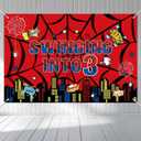 SAVITA Spider Web Birthday Banner Decorations, 100x150cm/39.37x59.05in Cartoon Theme Party Decorations Backdrop for Boys & Girls Shower Birthday Party Celebration Supplies (3)