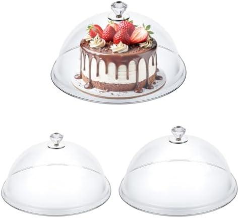 Alrhso 2Pcs Clear Acrylic Cake Cover Dome 8" 12" Cake Stand Cover Round Cakes Cloche Dome Food Display Covers for Freshness Dessert Cheese Display Serving Platter