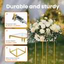 YALLOVE 2 Pack 15.75 Inch Gold Wedding Flower Stand Metal Vase Column Stand Geometric Centerpiece Vase for Home Party Wedding Decorations, Rectangular Flower Display Rack